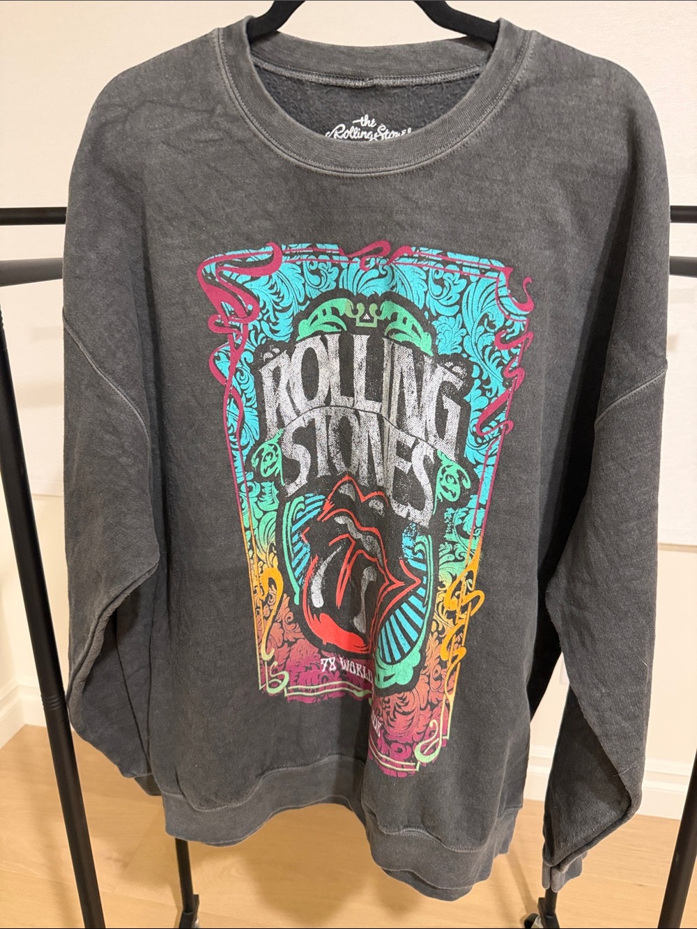 the Rolling Stones Charcoal Sweatshirt with Multicolor Graphic